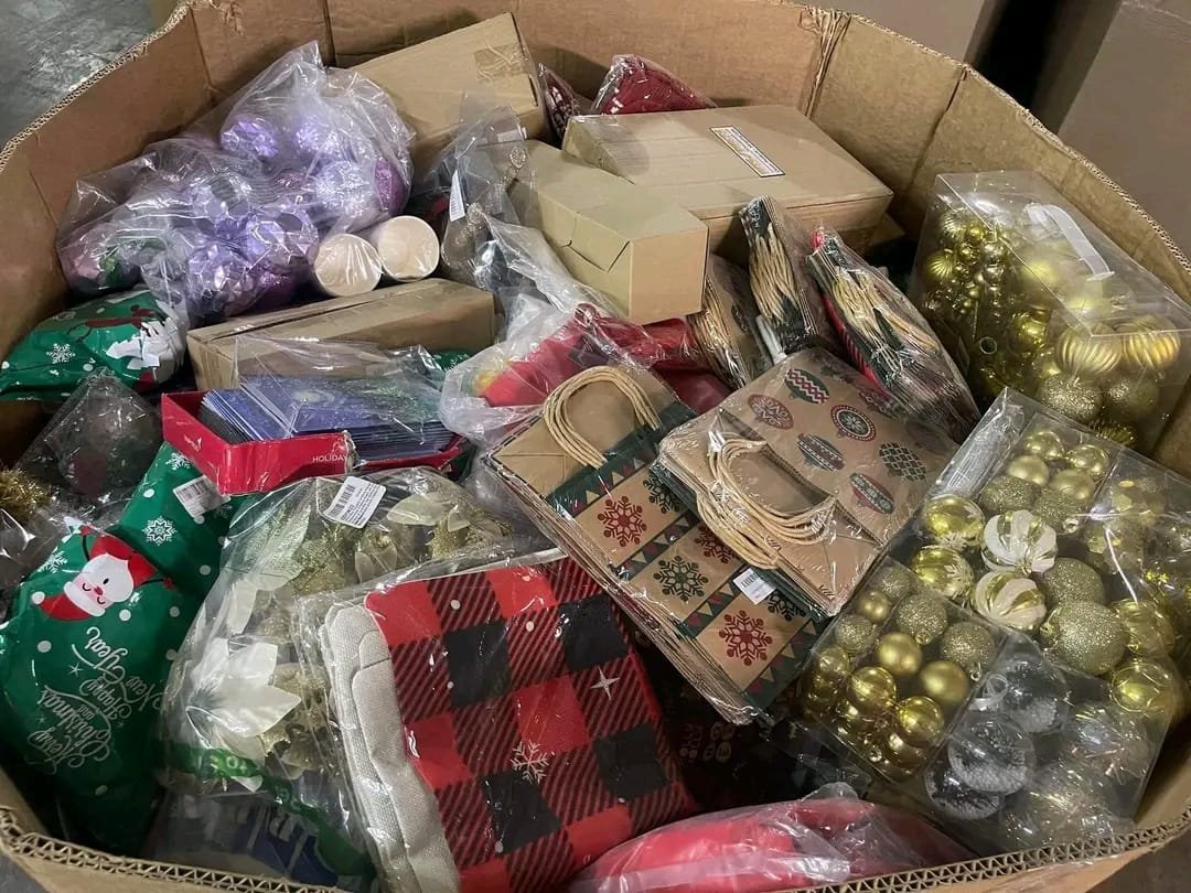 Buy wholesale Christmas decor pallets from Pallet Liquidation Warehouse. Get high-quality, eco-friendly decorations at the best prices for your business or home.
